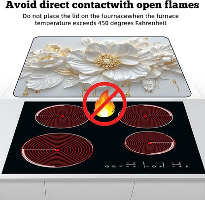 Multi-Design Stove Cover for Glass/Electric Stoves - 3-in-1 Heat-Resistant Protector Mat, Non-Slip Drying Rack 28"x20"