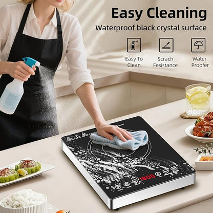 Single Burner Electric Cooktop,110V 1800W Electric Stove Top with LED Touch Control,9 Power Levels, 3 hTimer, Safety Lock, portable cooktop Overheat protection