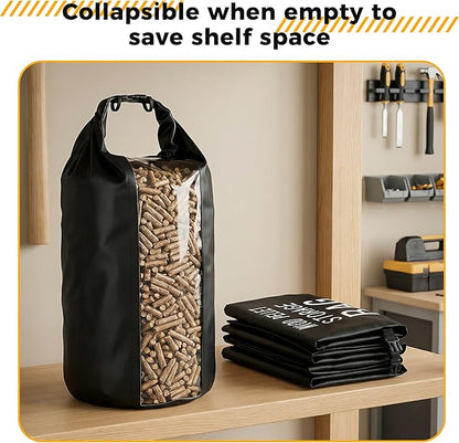 2 Pack 22LB Wood Pellet Storage Containers - Waterproof Pellet Storage Bag with Handles, Charcoal Storage Bin for Grill, Smoker Accessories Organizer for BBQ Pellets Charcoal & Wood Chips