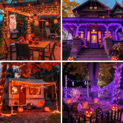 JMEXSUSS 500 LED Halloween Lights Outdoor Orange and Purple with Remote | 173ft Color Changing Halloween String Lights, Waterproof Christmas Tree Lights Plug in for Yard Tree Indoor Decor