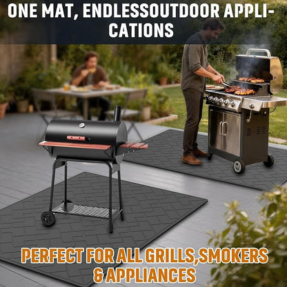 66" x 49" Heavy Duty Grill Mat for Outdoor Grill, BBQ Mats & Under Grill Mat for Patio Deck Protection, Waterproof, Oil-Resistant, Easy-to-Clean Floor Protector