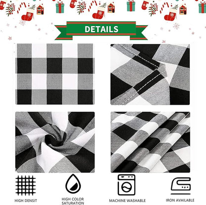 B-COOL Buffalo Plaid Tablecloth Christmas Checkered Table Cloths Party Desk Fabric for Thanksgiving Holiday Birthday Indoor Outdoor Picnic Party Table Decorations 56x84 inch Black and White