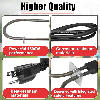 116-7000-0 Electric Heating Element, 1500W 120V Replacement for Brinkmann Gourmet Electric Smoker, Universal Outdoor Smoker and Grill Heating Part with Thermostat