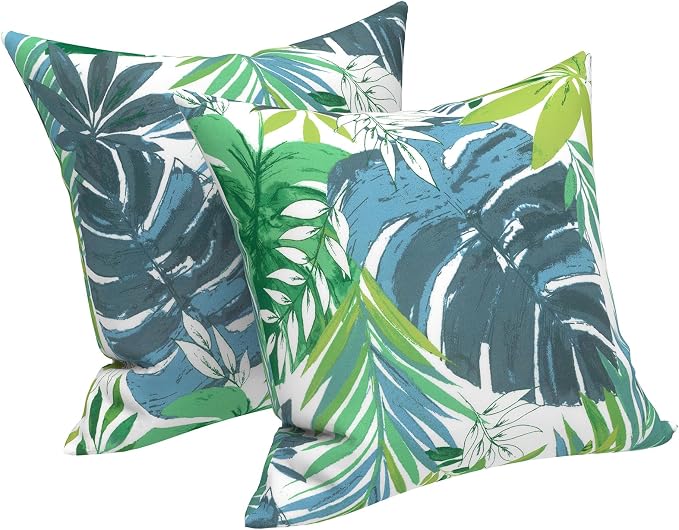 LVTXIII Outdoor Pillow Covers 20x20 Inch, 2 Pack Large Square Throw Pillow Cases, Fade-Resistant Cushion Covers for Patio Furniture Sofa, Garden Porch, Islamorada Blue Green