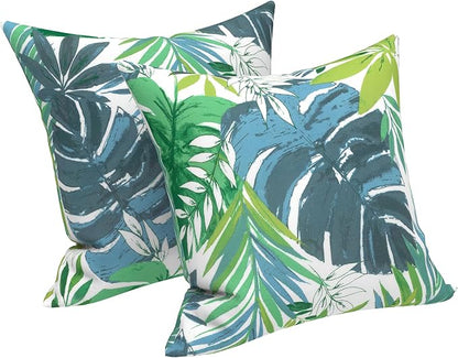 LVTXIII Outdoor Pillow Covers 20x20 Inch, 2 Pack Large Square Throw Pillow Cases, Fade-Resistant Cushion Covers for Patio Furniture Sofa, Garden Porch, Islamorada Blue Green