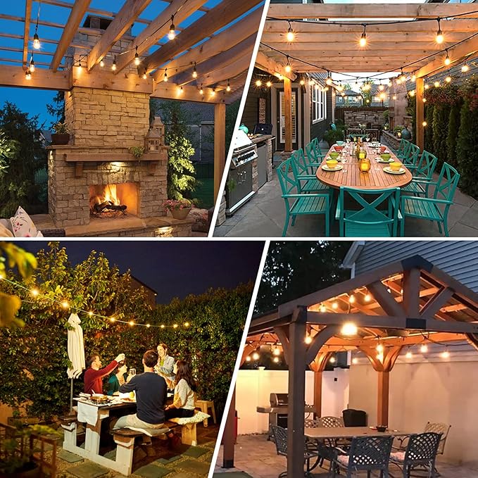 BRIMAX 12FT Outdoor String Lights with 5 LED Bulbs 2W Shatterproof Edison Bulb Commercial Grade Waterproof Outside Light 2700K Warm White for Bistro Gazebos Porch Patio Garden