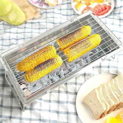 Portable Stainless Steel Grill, Home Charcoal Grill and Outdoor Folding Grill, Perfect for Traveling, Outdoor Cooking and BBQ, Camping, Picnics.
