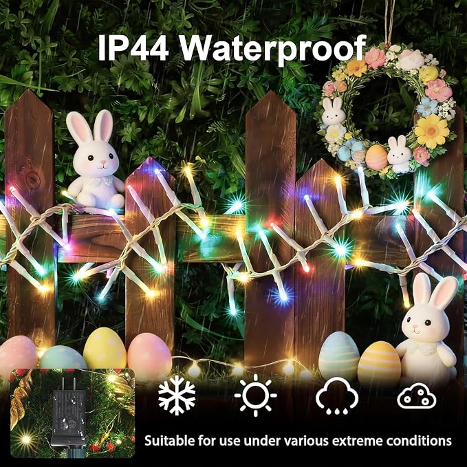 46ft 500 LED Easter String Lights Plug in, Pastel Twinkle Fairy Lights, 16 Modes Waterproof Easter Outdoor Lights, Colored String Lights for Christmas Tree Indoor Outdoor Spring Decorations