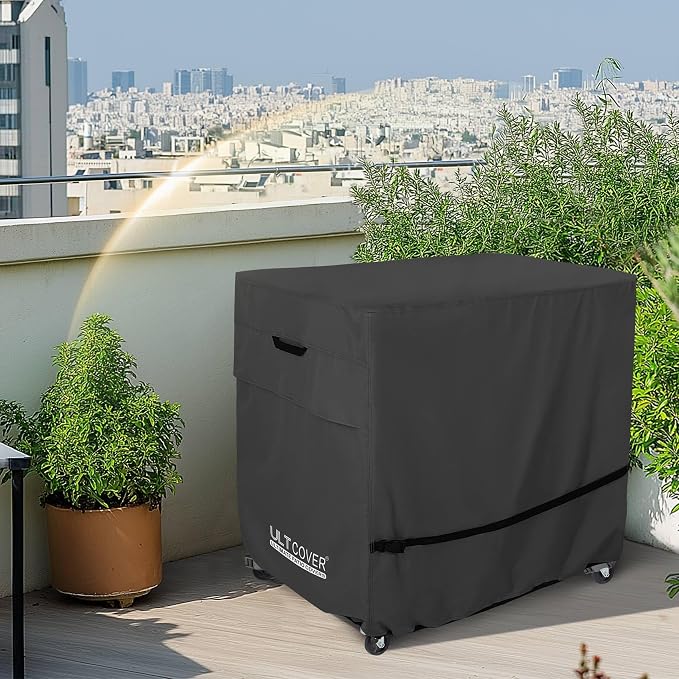 ULTCOVER Waterproof 65-80 Quart Patio Cooler Cart Rolling Ice Chest Cover 32L x 18W x 32H inch, Black