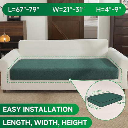 OHSIO Couch Cushion Covers for Sectional Sofa, Stretch Soft Sofa Slipcovers Washable Wear-Resistant Universal Furniture Protector for Living Room(1 Piece Oversized Cover, Green)