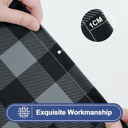 Smiry Picnic Table Cloth 2 Pack, Waterproof Elastic Fitted Tablecloths for 6FT Rectangle Tables, Washable Polyester Buffalo Plaid Tablecloth for Camping & Outdoor (Black & Grey, 30" x 72")