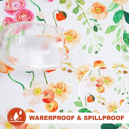 SquarePie 60 inch Round Outdoor Tablecloth with Umbrella Hole - Waterproof SpillProof Patio Zippered Table Cover for Spring Summer Garden Camping Poolside Picnic, Rose Floral