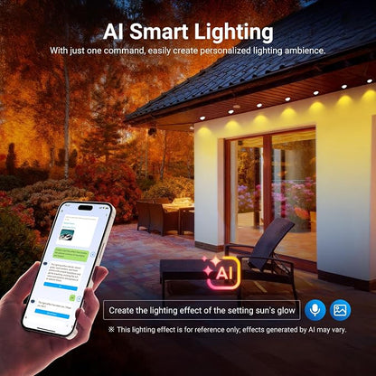 NEEWER 96ft Permanent Outdoor Lights for House Decor, Smart AI RGB IC CW Outside Eaves String Christmas Lighting, 60 LED Lights, App Control 50+ Scenes IP65 Waterproof, Compatible with Alexa, NR02