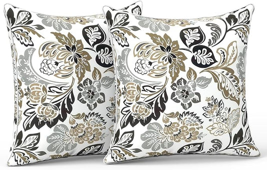 LVTXIII Outdoor Pillow Covers Set of 2, Patio Waterproof Throw Pillow Cases Fade Resistant Accent Pillow Covers for Spring Summer Garden Decoration, 18"x18", Dailey Tan