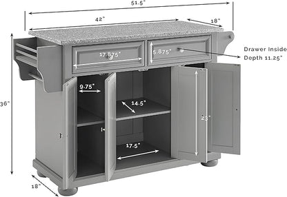 Crosley Furniture Full Size Granite Top Rolling Kitchen Island Storage Cart, Microwave Stand, Spice Rack, Gray
