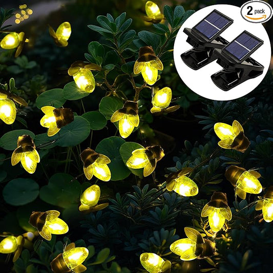 ANGMLN 2 Pack Solar Firefly Lights, 30 LED Solar Fireflies Fairy String Lights Outdoor Solar Powered String Lights Waterproof for Garden Patio Home Wedding Party Spring Decor