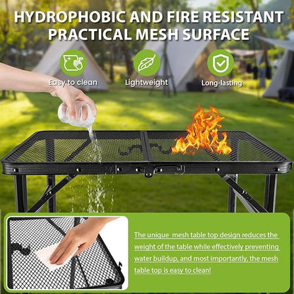 GDDGHS Folding Grill Table – Portable Aluminum Camping Grill Stand, 3 Height Adjustable Outdoor Barbecue Grilling Table 22.8"×15.7"×27.5"