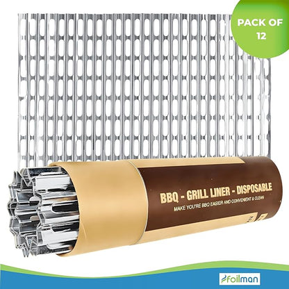 Clean Grill BBQ Disposable Aluminum Liners | 12 x 20 inch/Disposable Grill Grates - 8-Pack & 12-Pack (8)