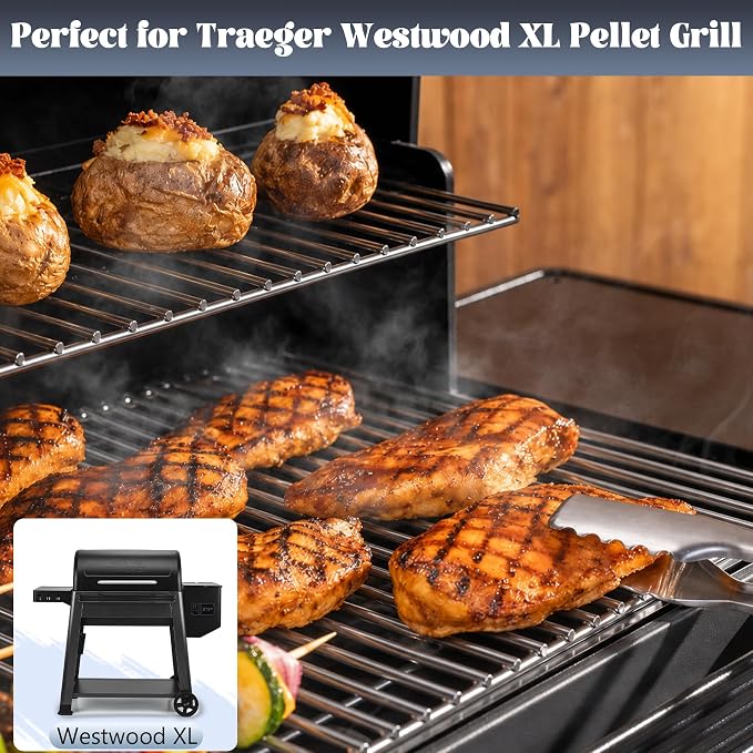 Cooking Grates for Traeger Westwood XL TFB82YLJU Pellet Smoker Grill Parts | Westwood XL Grill Replacement Part Smoker Accessories Heavy-duty Stainless Steel Grid Backyard BBQ Rack (2-Pack)