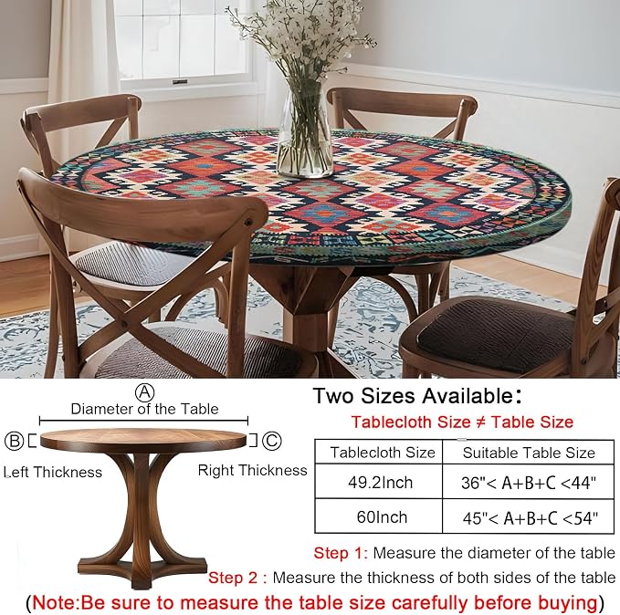 opstellen Fitted Round Tablecloth Waterproof Table Cloth Vinyl Indoor Outdoor Aesthetic Circle Cover for 36-44" Tables Dining Kitchen Studio Apartment Party Gear Gifts Summer Fall Patio Essentials