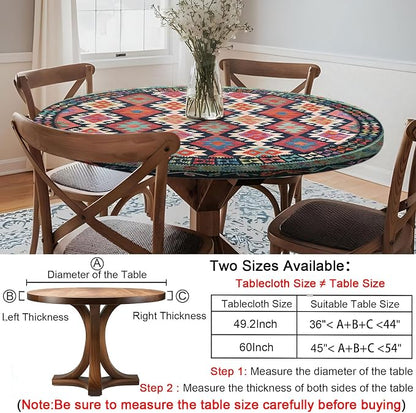 opstellen Fitted Round Tablecloth Waterproof Table Cloth Vinyl Indoor Outdoor Aesthetic Circle Cover for 36-44" Tables Dining Kitchen Studio Apartment Party Gear Gifts Summer Fall Patio Essentials