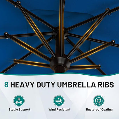 AreShark 8' x 10' Rectangle Patio Umbrellas for Outdoor, Outdoor Table Umbrella, Large Outdoor Patio Umbrellas with 8 Sturdy Ribs for Pool, Garden, Market (Royal Blue)