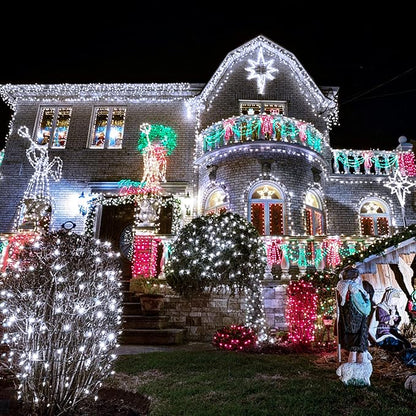 JMEXSUSS 300 LED White Christmas Tree Lights Plug in | 8 Modes, Outdoor Indoor Use, Waterproof, Green Wire Christmas String Lights for Tree Yard Patio Garden Christmas Decorations