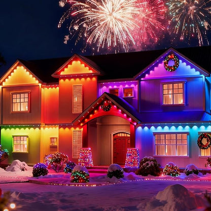 AHAWILL 200FT Christmas Permanent Outdoor Lights, IP67 Eaves Lights | Waterproof Outdoor Christmas Strings for House with Remote & APP