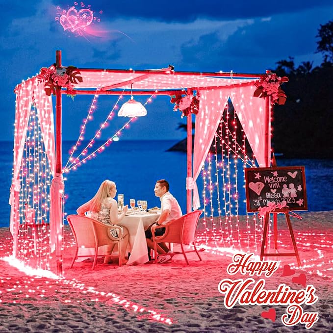 40FT 120 LED Outdoor String Lights, Red Christmas Lights Indoor | Plug in Waterproof 8 Modes Clear Wire Twinkle Fairy Lights for Bedroom Outside Patio Yard Tree Xmas Party Holiday Decorations