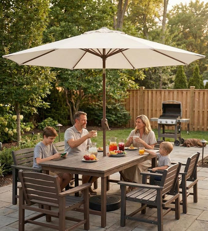 10FT Patio Umbrella, Outdoor Umbrella with Push Button Tilt and Crank, 8 Sturdy Ribs, UV Protection & Waterproof Market Umbrella for Pool, Backyard, Beach,Deck