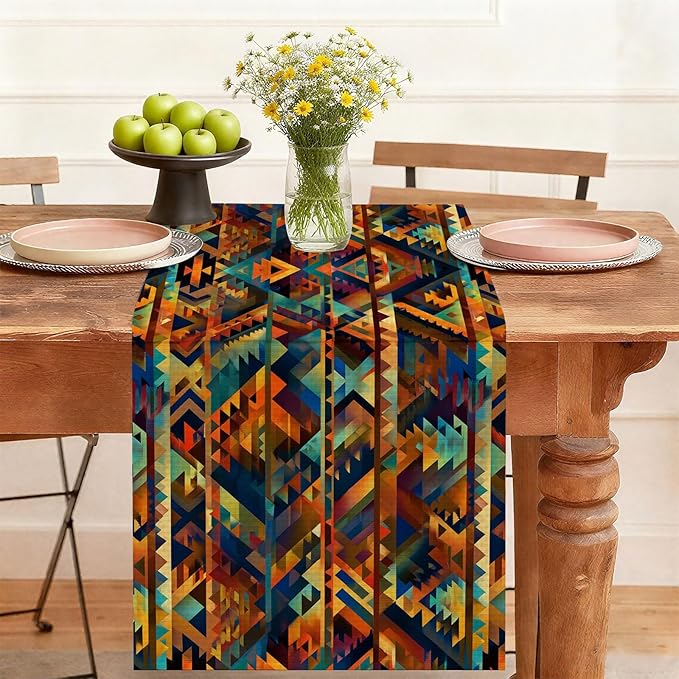 Retro Mexico Table Runner,Dining Decor for Kitchen Coffee Table Family Dinners Holiday Parties Wedding Events Decor(13x72 inch)