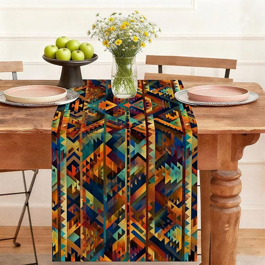 Retro Mexico Table Runner,Dining Decor for Kitchen Coffee Table Family Dinners Holiday Parties Wedding Events Decor(13x72 inch)