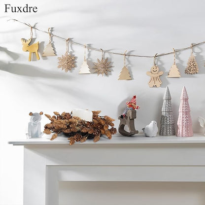 2 Pcs Christmas Candle Rings Wreaths, 10 Inch Candle Wreath with Artificial Brown Pinecone, Christmas Candle Holder Indoor Decor for Home Kitchen Cabinets Centerpieces for Tables