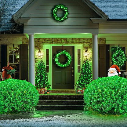 JMEXSUSS 360 LED Halloween Net Lights, Green, 12ft x 5ft | Outdoor Waterproof, Connectable, Plug in, Mesh Lights with Remote for Bushes Shrubs Christmas Halloween Decorations