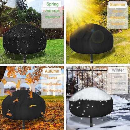 LBTING Fire Pit Cover, 36 inch Cover for 33-36 inch Round Firepit, Waterproof Windproof Dustproof UV-Resistant Heavy Duty Cover for Outdoor Patio Firepit Table - Black