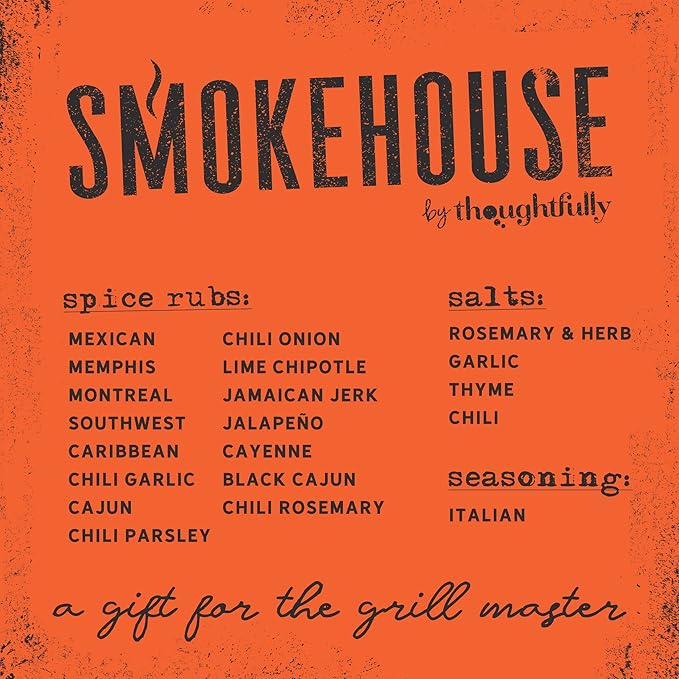 Grilling Spice Set Gift, 20 Mini BBQ Rubs & Seasonings Variety Pack, Grill Seasoning Sampler for BBQ, Smoker, Steak, Chicken Burgers, Smokehouse by Thoughtfully - Gift Set for Men, Dad, Father's Day