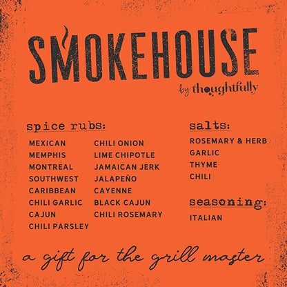 Grilling Spice Set Gift, 20 Mini BBQ Rubs & Seasonings Variety Pack, Grill Seasoning Sampler for BBQ, Smoker, Steak, Chicken Burgers, Smokehouse by Thoughtfully - Gift Set for Men, Dad, Father's Day