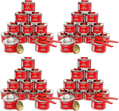 Gas One 48 Pack 6 Hour Chafing Fuel - Food Warmer for Chafing Dish Buffet Set - Reusable Liquid Safe Fuel with Wick & Lid Opener