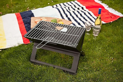 Folding Grill Portable Picnic BBQ with Chrome Plated Cooking Grid Black X-Type Folding Charcoal BBQ Grill for Home Outdoor Patio Balcony Grilling