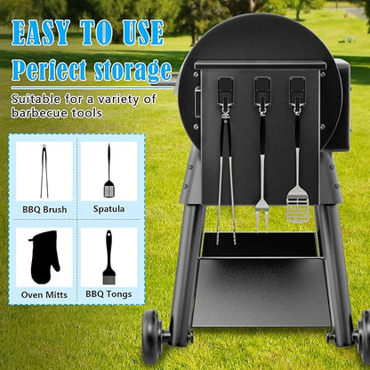 ANGAR 6 Pack Magnetic Grill Hooks, Magnetic Hooks for Grill Tools, Heavy Duty Grill Tool Utensil Holder Hanging Barbecue Tool, Grills Magnetic Hooks, for Refrigerator, Grill, Kitchen, Black
