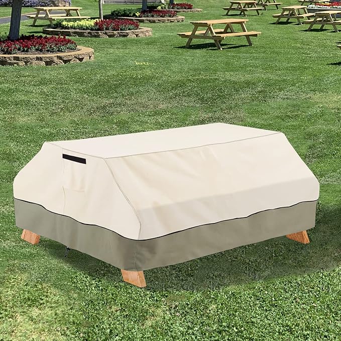 Bitubi 70 / 72 Inch Heavy Duty Waterproof Picnic Table Cover - 600D Tough Canvas Wind Dust Proof Anti-UV Outdoor Patio Table Bench Covers Winter