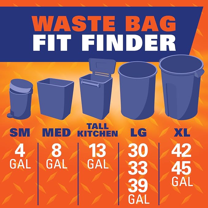 Hefty Strong 30 Gallon Trash_Bags, Large Trash-Bags 30 Gallon Size, Durable Drawstring Enclosure, Resists Punctures, Leaks, and Tears, Black, Unscented, 56 Bags (Pack of 3)