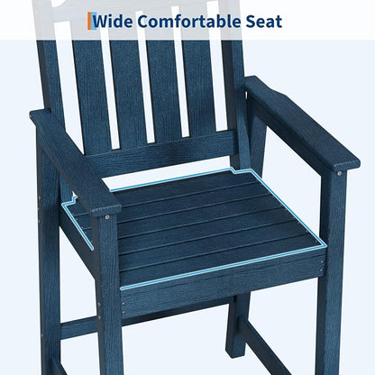 Garvee 5-Piece Outdoor Adirondack Bar Set, Patio Bar Table with 4 Bar Chairs, HDPE All-Weather Patio Bar Furniture Set with Umbrella Hole, for Balcony, Backyard, Poolside, Bistro