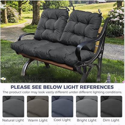 Wicker Chair Cushions of 3 Pieces, Waterproof Cushions for Patio Furniture, Tufted Wicker Outdoor Furniture Cushions, 1 Patio Loveseat Cushion and 2 U-Shaped Cushions, 44"x19"x5", Dark Grey