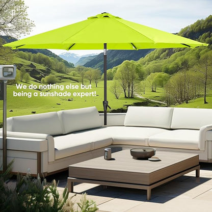 Tempera Patio Market Outdoor Table Umbrella with Push Button Tilt and Crank, Large Sun Umbrella with Sturdy Pole & Fade Resistant Canopy, Easy to Set