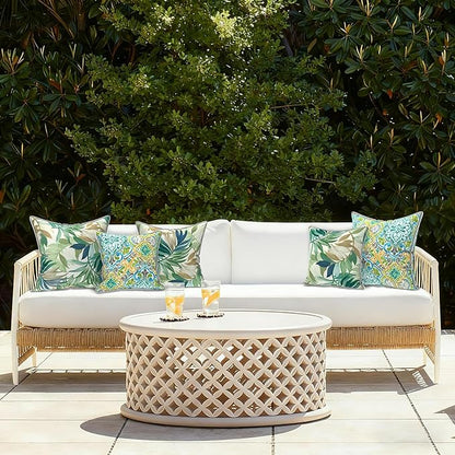 LVTXIII Outdoor/Indoor Pillow Covers, Patio Fade Resistant Throw Pillow Covers ONLY, Waterproof Farmhouse Accent Cushion Cases for Sofa Patio Couch Decoration 20"x20" Set of 2, Lush Leaf Green