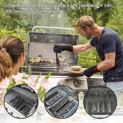 Hongso Grill Replacement Parts for Weber Genesis II 300 / LX 300 Series ii E310 S310 E315 S315 E335 S335 E330, Grill Grates 66802 66095, Flavorizer Bars 90235 66795 66032, Heat Deflectors 66040 66685