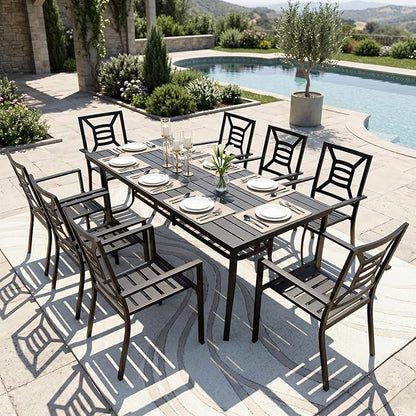 Patio Dining Chairs Set of 8, Stackable Outdoor Metal Chairs High Back, All Weather Dining Furniture Set for Garden, Backyard, Porch