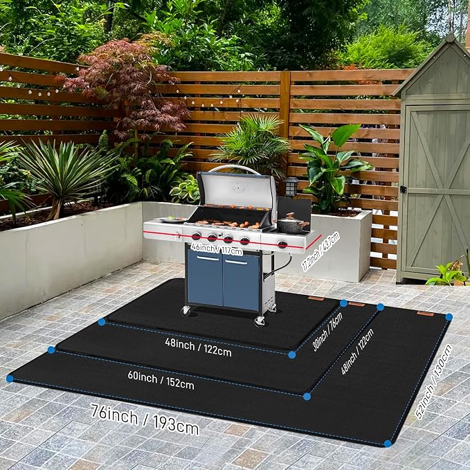 MODIGT Large 76"×52" Under Grill Mat for Outdoor Grill,Double-Side Fireproof & Heat-Resistant Outdoor Grill Mat,Protective Mat for Patio,Courtyard,Tabletop