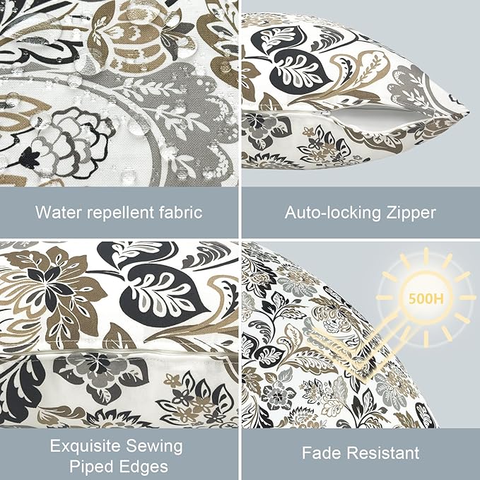 LVTXIII Outdoor Lumbar Pillow Covers Only Set of 2 Patio Decorative Pillow Cases, Water Repellent Lumbar Cushion Cases for Sofa, Patio Couch Garden Use, 12x20 Inch, Dailey Tan